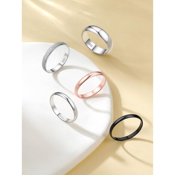 🆕 Women Silver Triple Interlocked Rolling Ring Sterling Textured Thin Stacking - Picture 8 of 9